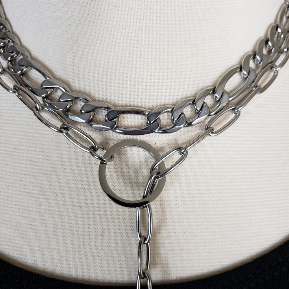 ADORNIA Mixed Chain Feather Lariat Layered Necklace NEW - Picture 6 of 8